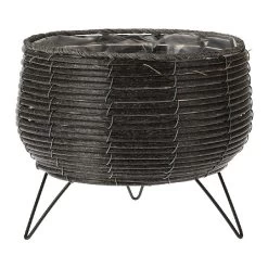 KOOPMAN Anthracite Basket Planter With Legs 23cm