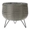 KOOPMAN Light Grey Basket Planter With Legs 20cm
