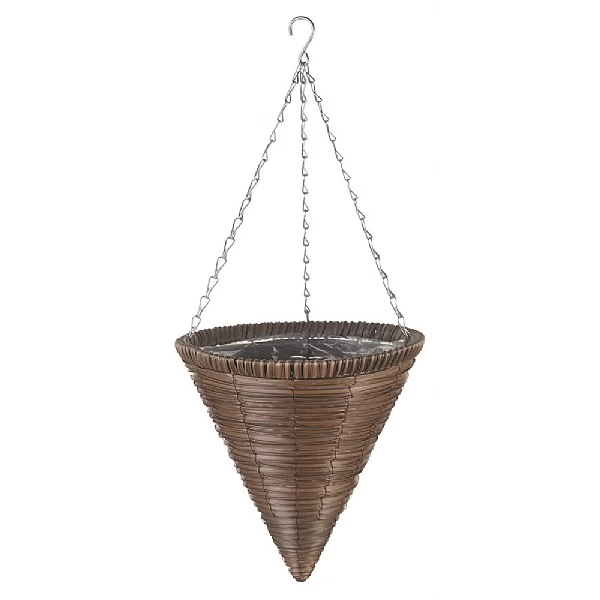 Smart Garden Chestnut Faux Rattan Hanging Cone - 14'' 1 Smart Garden Chestnut Faux Rattan Hanging Cone - 14''