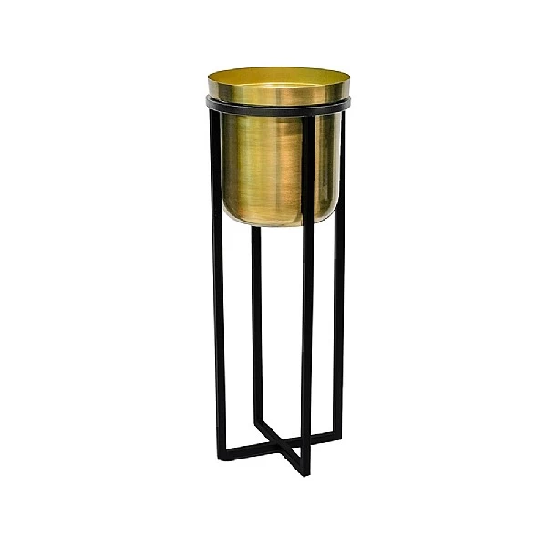 Ivyline Calla Pot Cover Stand Black & Antique Gold (Various Sizes) 1 Ivyline Calla Pot Cover Stand Black & Antique Gold (Various Sizes)
